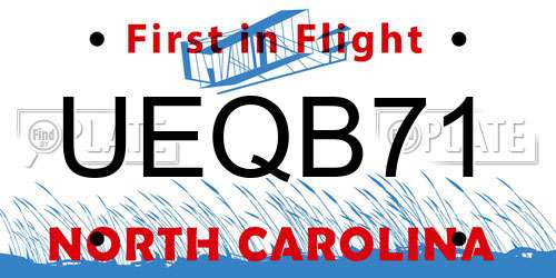 UEQB71 North Carolina License Plate