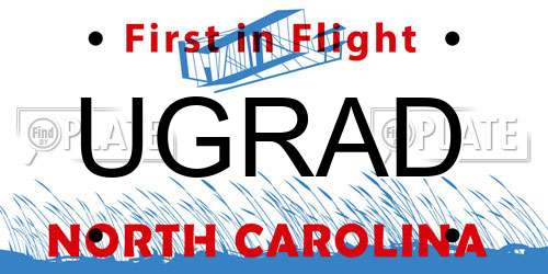 UGRAD North Carolina License Plate