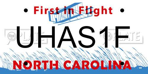 UHAS1F North Carolina License Plate