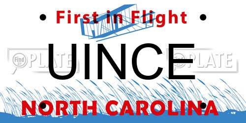 UINCE North Carolina License Plate