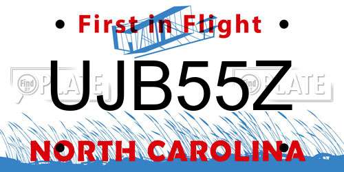 UJB55Z North Carolina License Plate