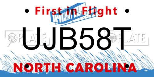 UJB58T North Carolina License Plate
