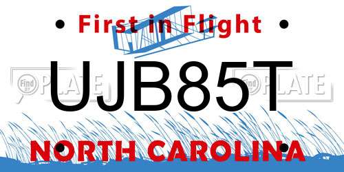 UJB85T North Carolina License Plate