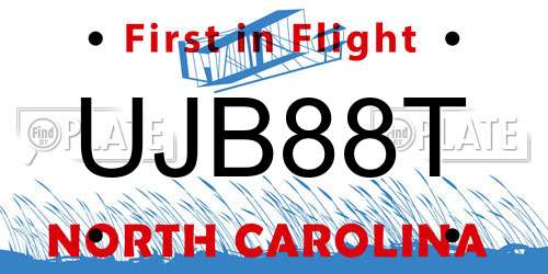 UJB88T North Carolina License Plate