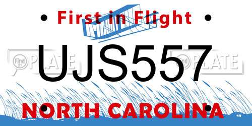 UJS557 North Carolina License Plate