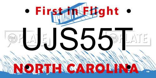 UJS55T North Carolina License Plate