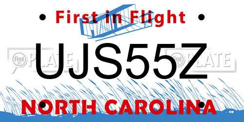 UJS55Z North Carolina License Plate