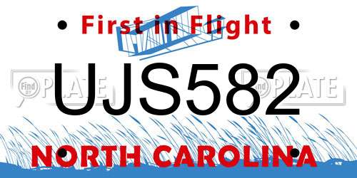 UJS582 North Carolina License Plate