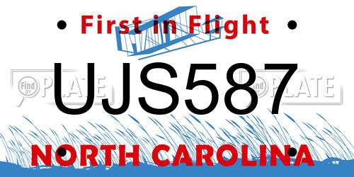 UJS587 North Carolina License Plate