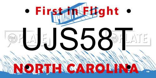 UJS58T North Carolina License Plate