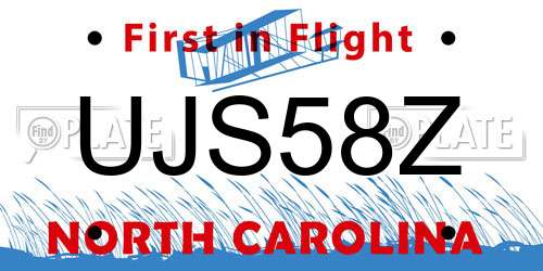 UJS58Z North Carolina License Plate
