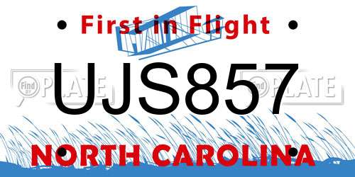UJS857 North Carolina License Plate