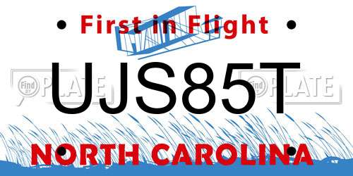 UJS85T North Carolina License Plate