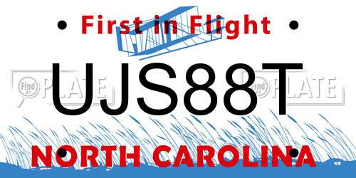 UJS88T North Carolina License Plate