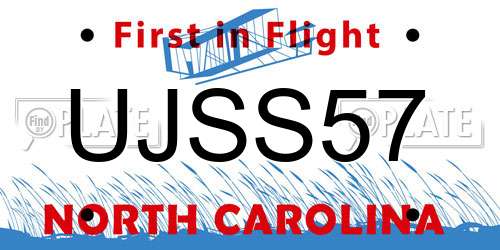 UJSS57 North Carolina License Plate