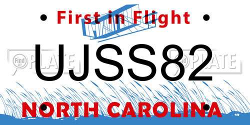 UJSS82 North Carolina License Plate