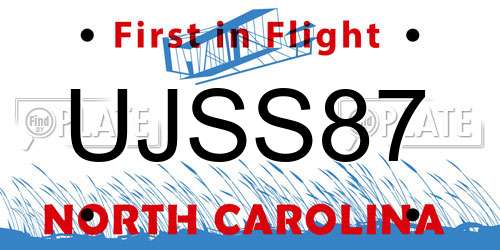 UJSS87 North Carolina License Plate