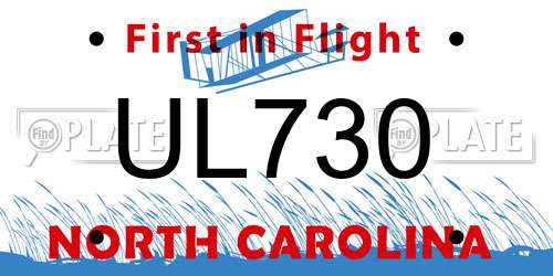 UL730 North Carolina License Plate