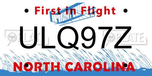 ULQ97Z North Carolina License Plate