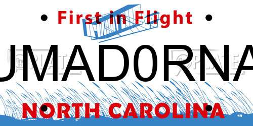 UMAD0RNA North Carolina License Plate