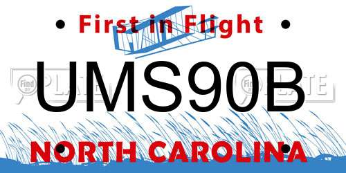 UMS90B North Carolina License Plate