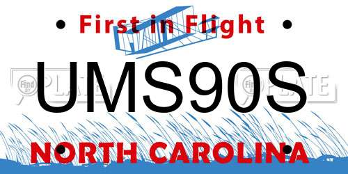 UMS90S North Carolina License Plate