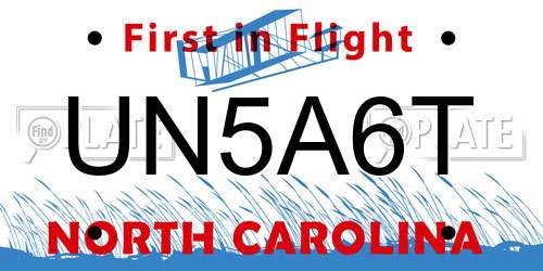 UN5A6T North Carolina License Plate