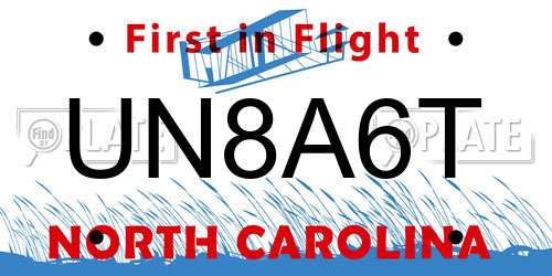 UN8A6T North Carolina License Plate