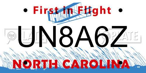 UN8A6Z North Carolina License Plate