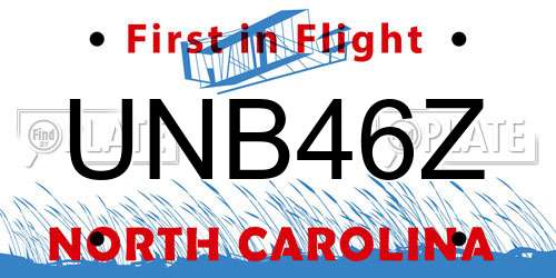 UNB46Z North Carolina License Plate