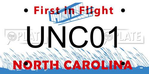 UNC01 North Carolina License Plate
