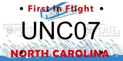 UNC07 North Carolina License Plate