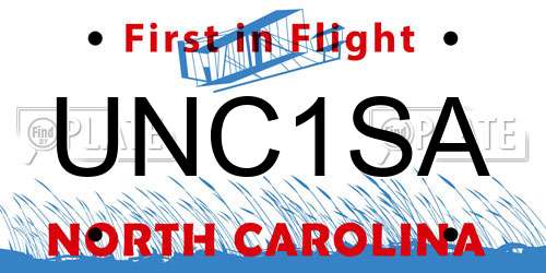 UNC1SA North Carolina License Plate