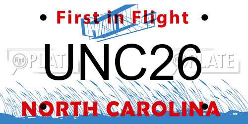 UNC26 North Carolina License Plate