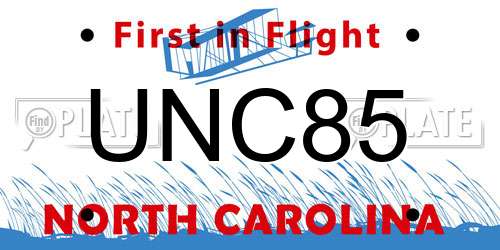 UNC85 North Carolina License Plate