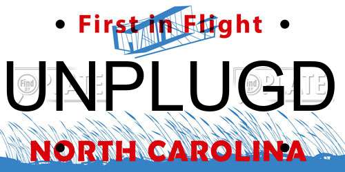 UNPLUGD North Carolina License Plate