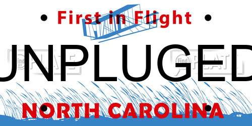 UNPLUGED North Carolina License Plate