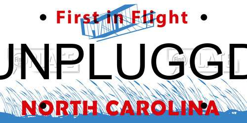 UNPLUGGD North Carolina License Plate