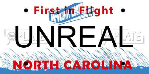 UNREAL North Carolina License Plate