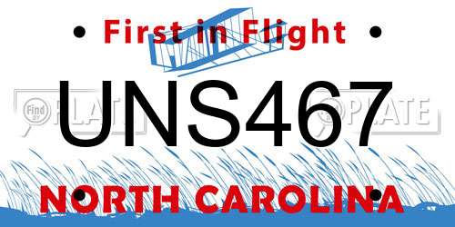 UNS467 North Carolina License Plate