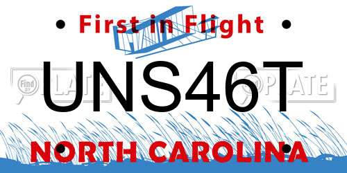 UNS46T North Carolina License Plate