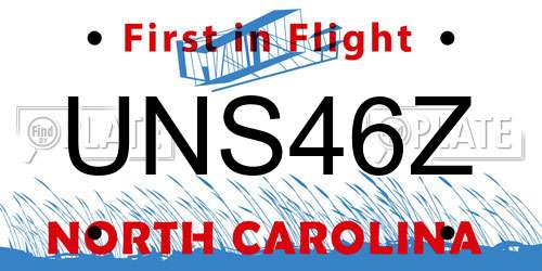 UNS46Z North Carolina License Plate