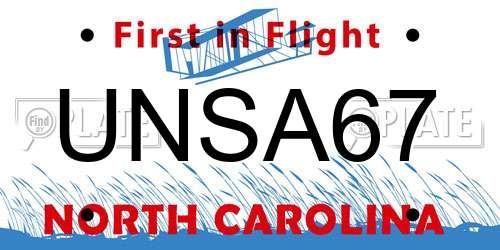 UNSA67 North Carolina License Plate