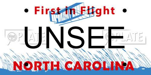 UNSEE North Carolina License Plate