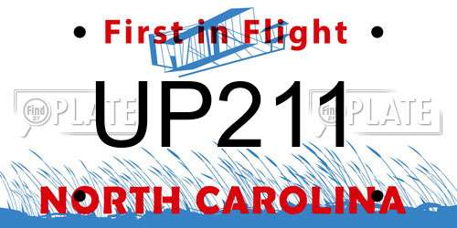 UP211 North Carolina License Plate
