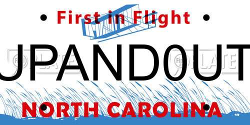 UPAND0UT North Carolina License Plate