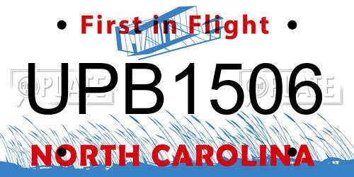 UPB1506 North Carolina License Plate