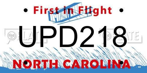 UPD218 North Carolina License Plate