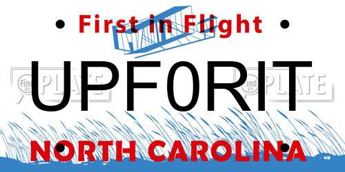 UPF0RIT North Carolina License Plate