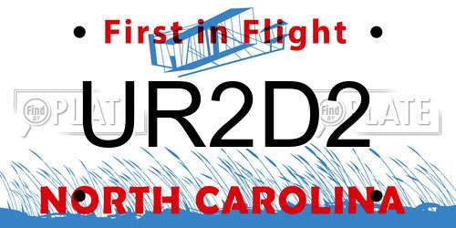 UR2D2 North Carolina License Plate